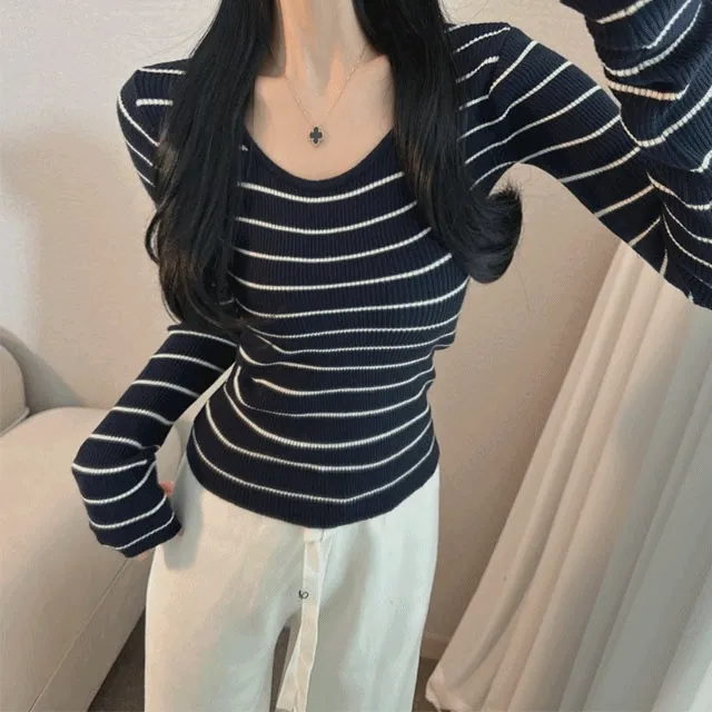 부분⭐️당일배송⭐️[1+1]슬림핏 u넥 골지 니트