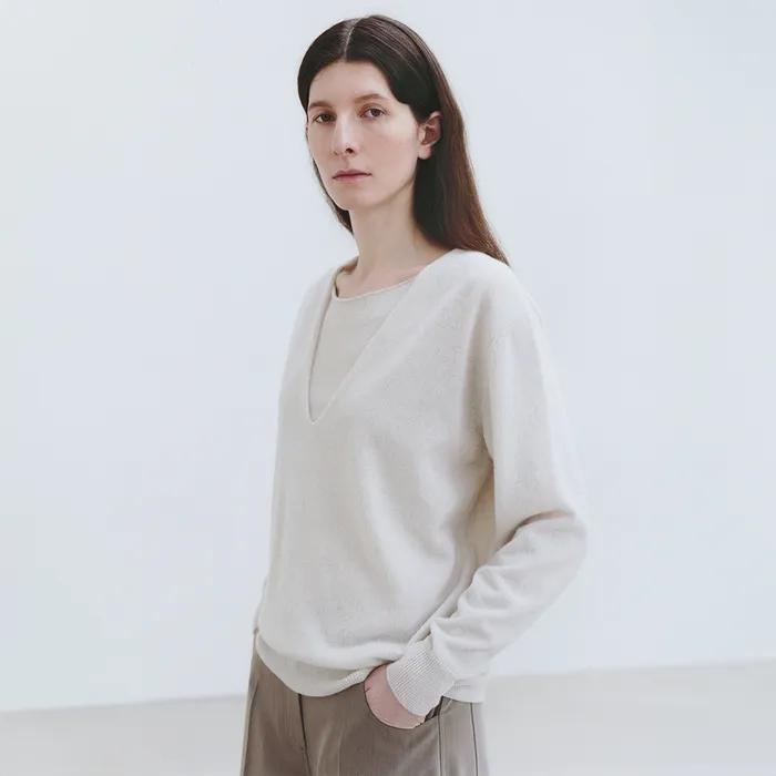 [2nd] Deep V-Neck Knit Set - Salty