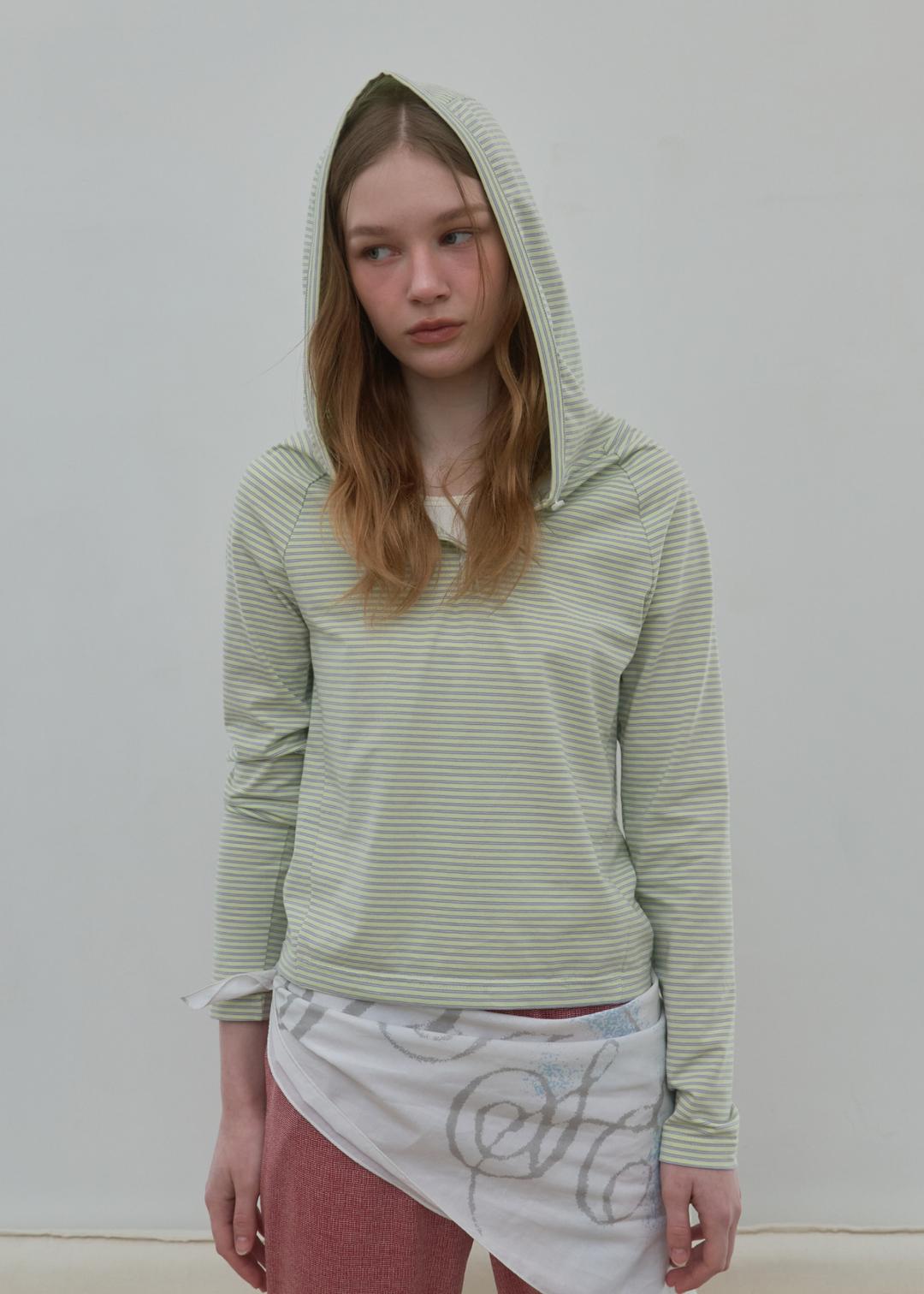 Stripe Button-Up Slim-Fit Hoodie_Lime