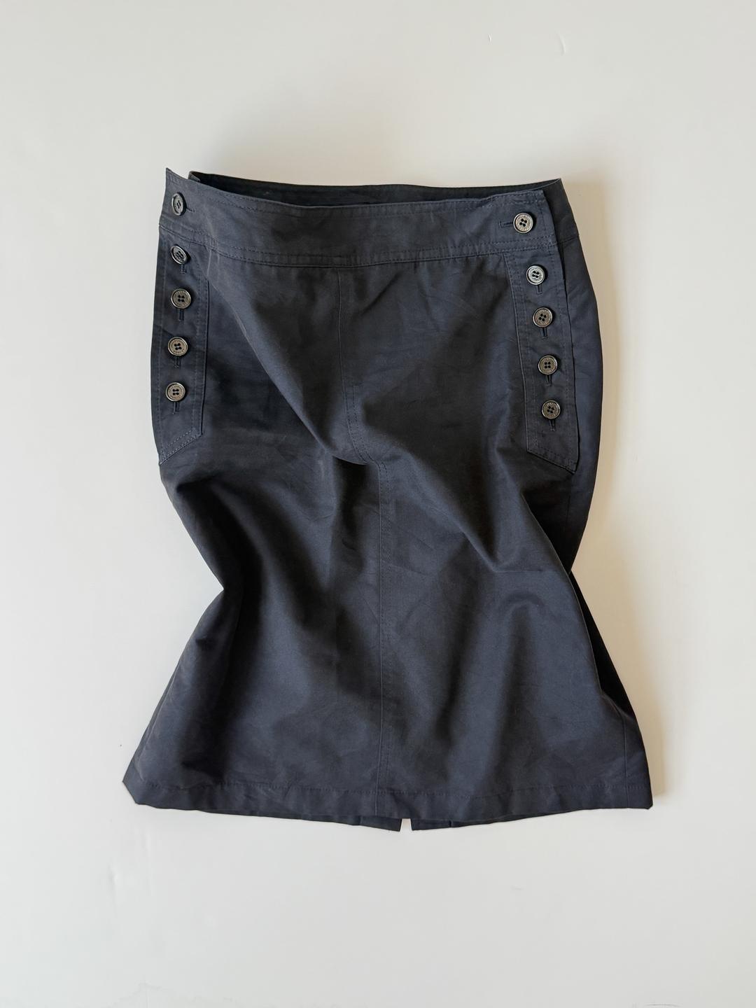 980. Navy Button Midi Skirt