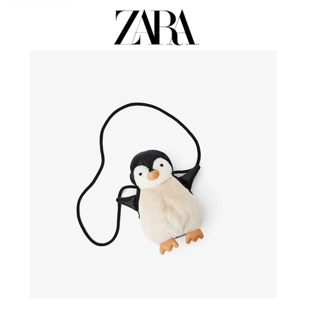 자라 ZARA 털 뽀글이 페이크 퍼 패딩 귀여운 펭귄 핸드폰백 포인트백 숄더백-무배
