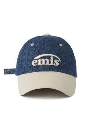 NEW LOGO DENIM BALL CAP-DARK BLUE DENIM/IVORY