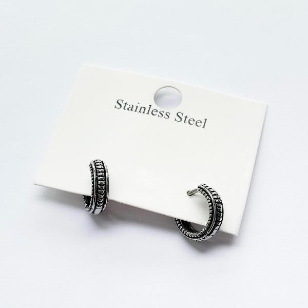 (한쌍판매) Fossil Pattern Layered Earring