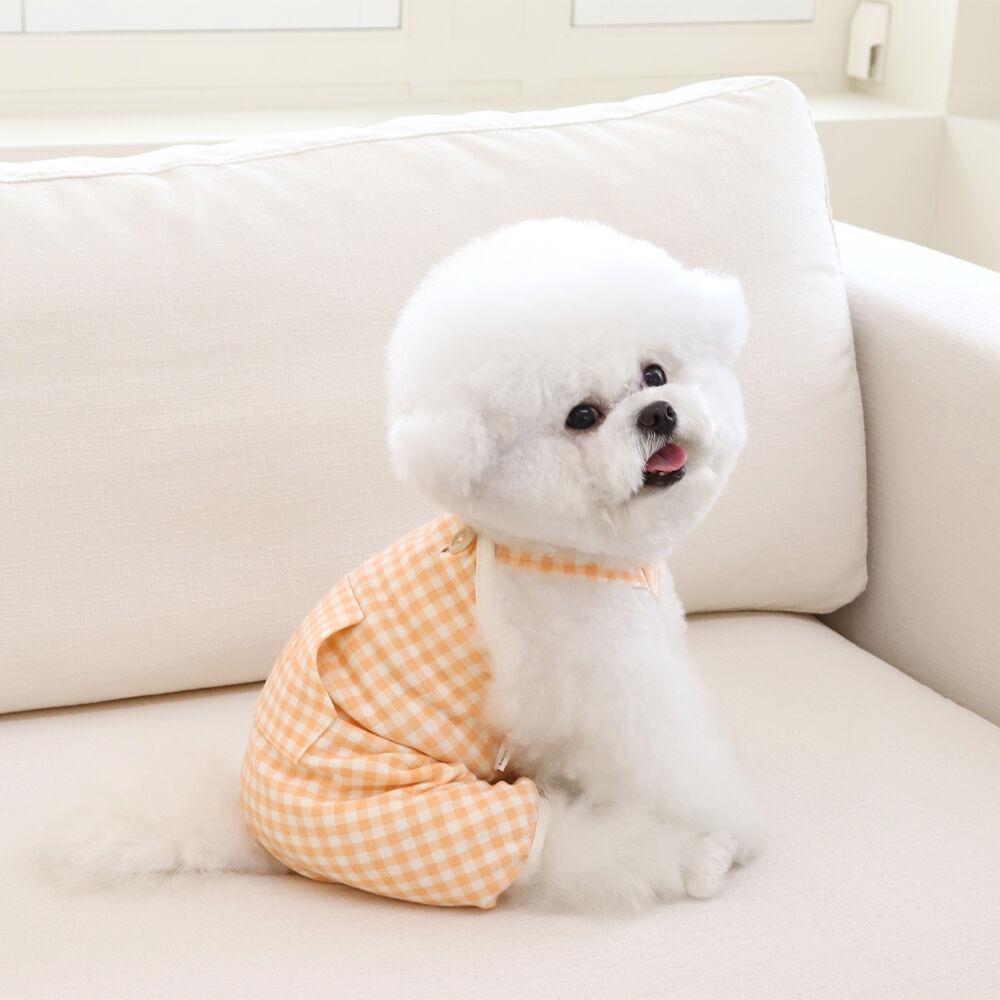 쉬오트 투게더 체크 올인원 오버롤 (오렌지)