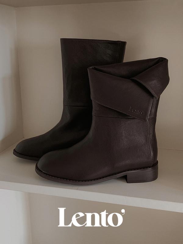 슬로우앤드 #LENTO. Two-way middle boots (넉넉핏 트임부츠!) - 2 color