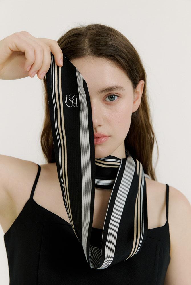 stella long twilly scarf - black