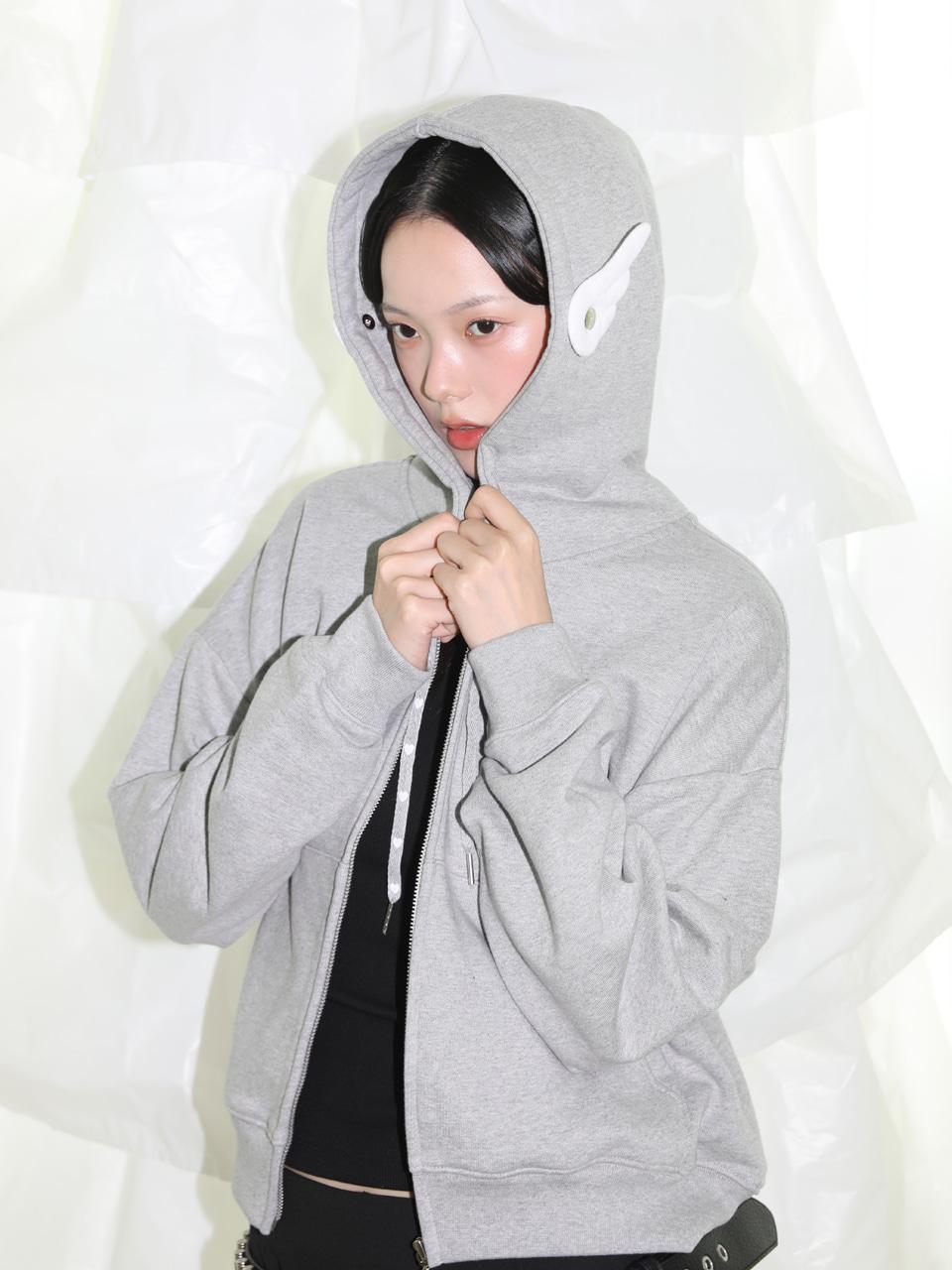 Wings Hooded Zip-up - GREY