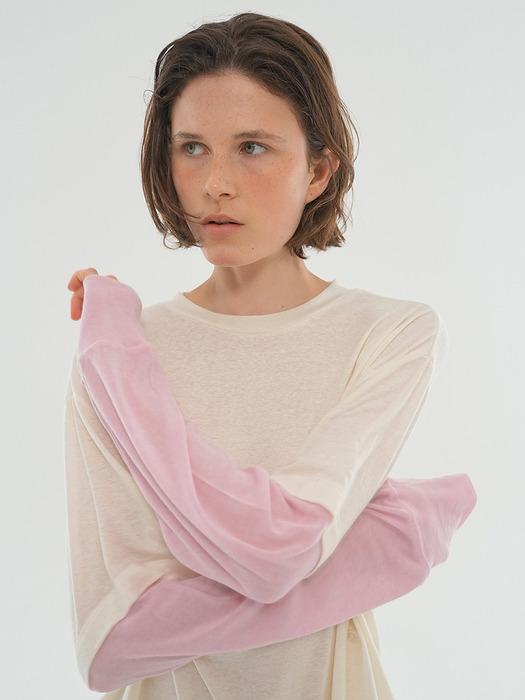 [2차 리오더]WOOL TENCEL LAYERED LONG-SLEEVE TEE_IVORY WHITE/PINK