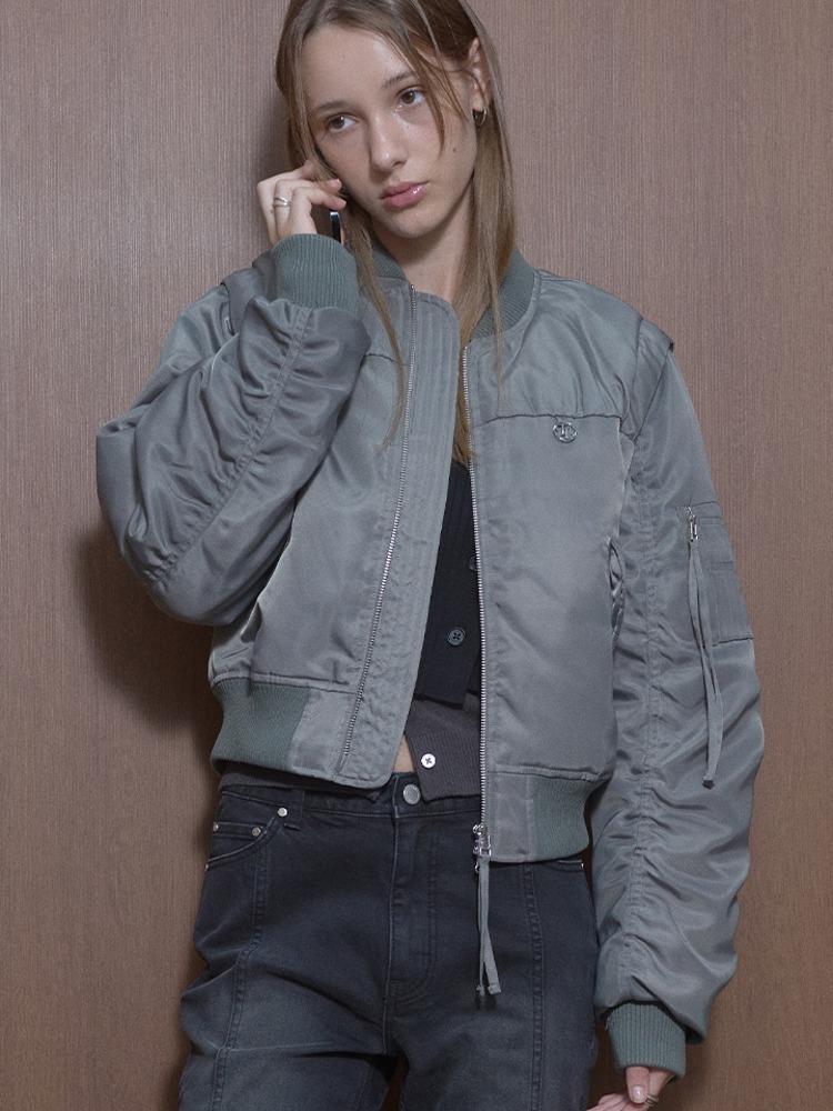 SHIRRING DETACHABLE MA-1 JUMPER JACKET KH