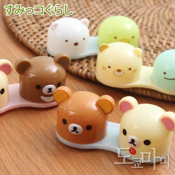 (일본) 리락쿠마 스밋코구라시 소프트렌즈 보관케이스(얼굴 4type)  캐릭터 휴대용 렌즈케이스 선택옵션소진시랜덤발송