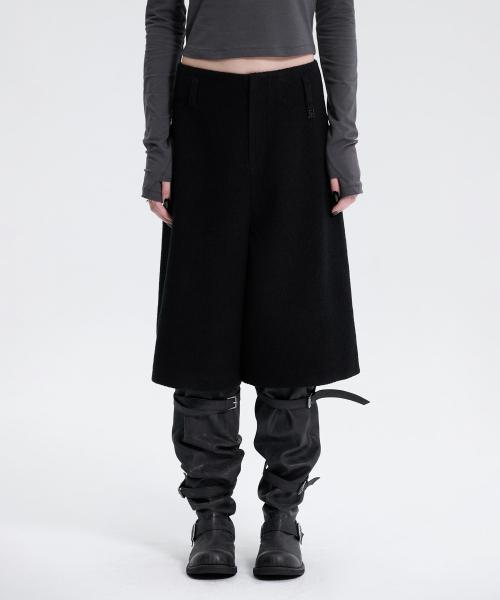 Crop Tweed Set-up Pants [ Black ]