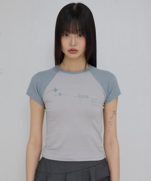 Muta Waffle Raglan T-Shirt (FL-154_Gray&Sky)