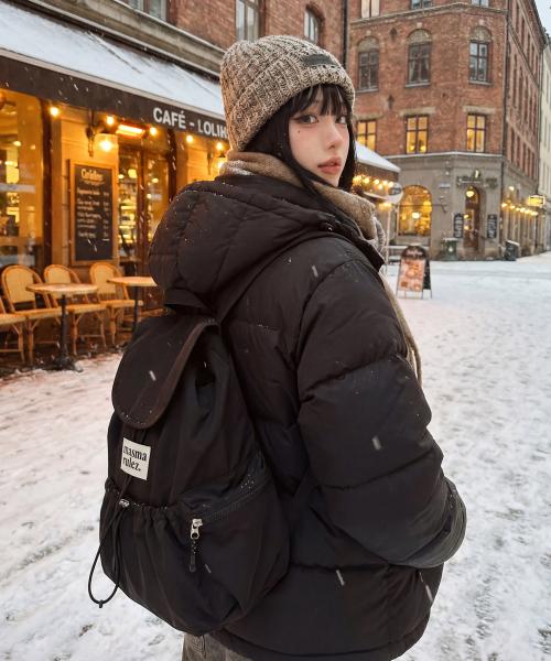 스트링 플랩백팩_블랙