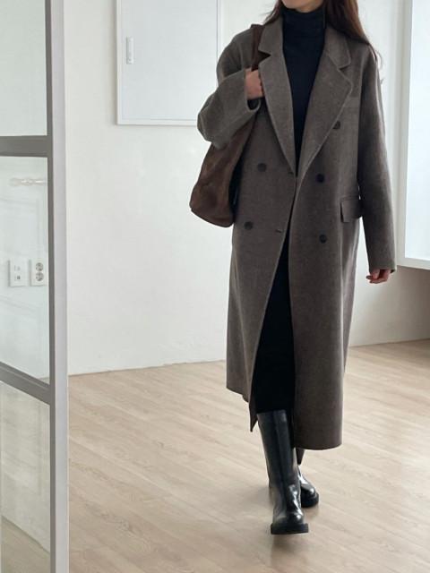 (블랙 당일) 오브젝트 더블 롱 핸드메이드코트 3color 헤링본 반우라 안감 겨울코트