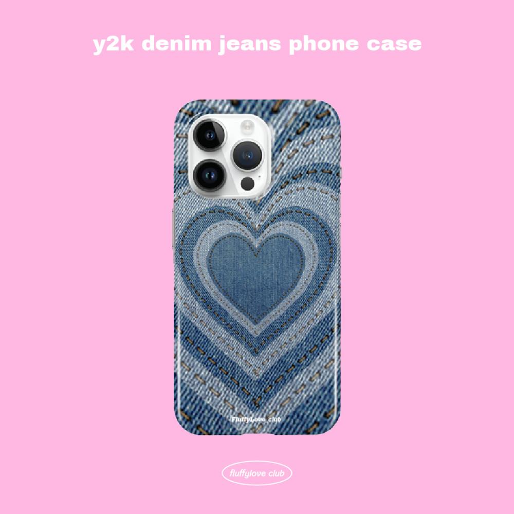 하이틴 y2k 데님 뉴 진스 아이폰 갤럭시 하드 폰케이스 하트빔 레트로 키치 청바지