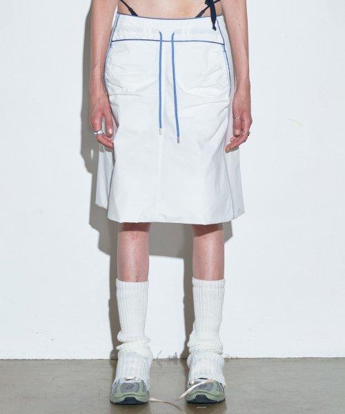 Shirring Lowrise Midi Skirt White