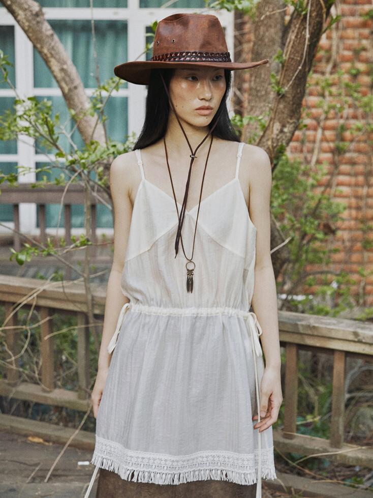 ETHNIC SLIP SLEEVELESS TOP CREAM