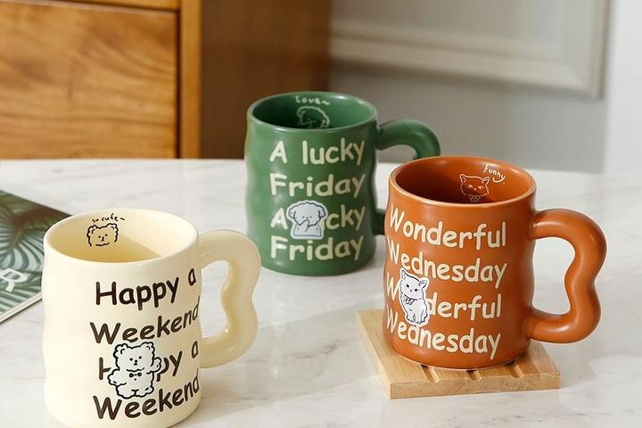 에브리데이 레터링 머그컵 도자기 카페 머그잔 320ml 3종 택1