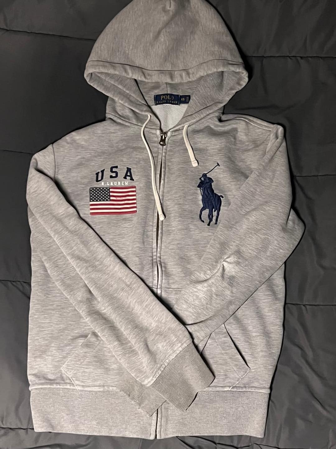 폴로 빅포니 성조기 그레이 후드집업 XS | 후루츠패밀리