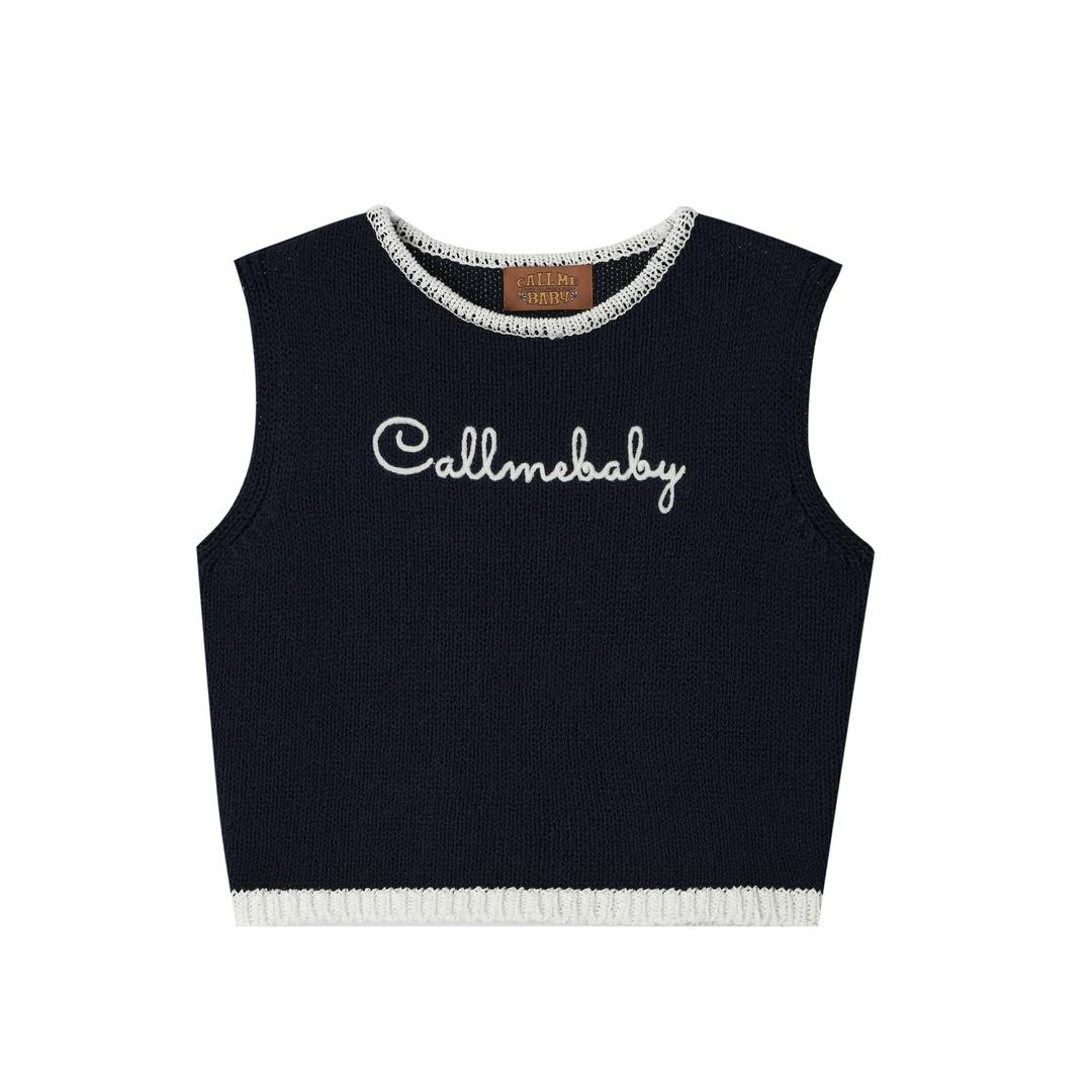 Two Tone Knit Vest _ Navy