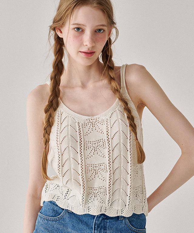 RIBBON SCOTCH KNIT SLEEVELESS IVORY