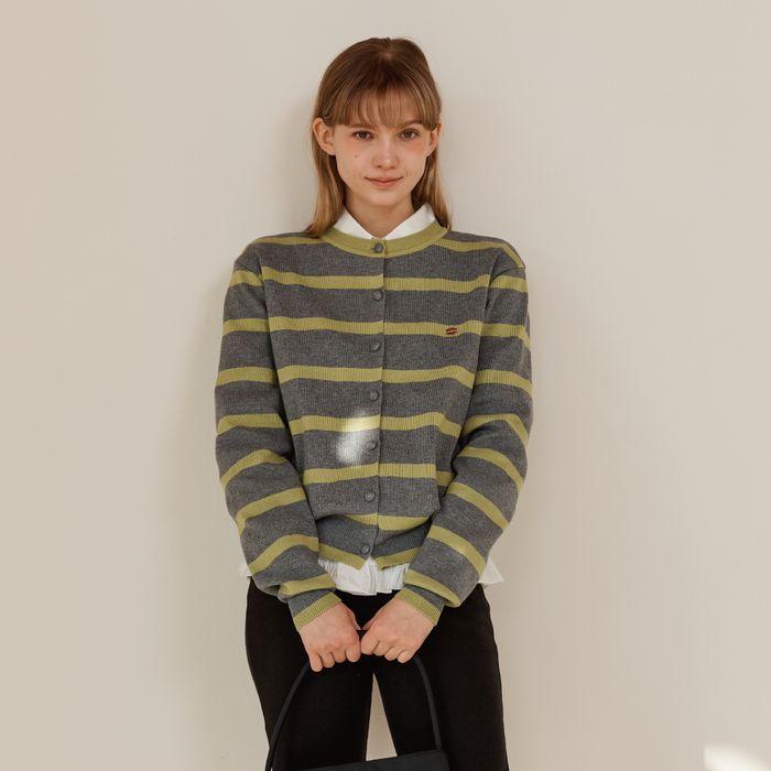 ANC BASIC STRIPE CARDIGAN_GREY