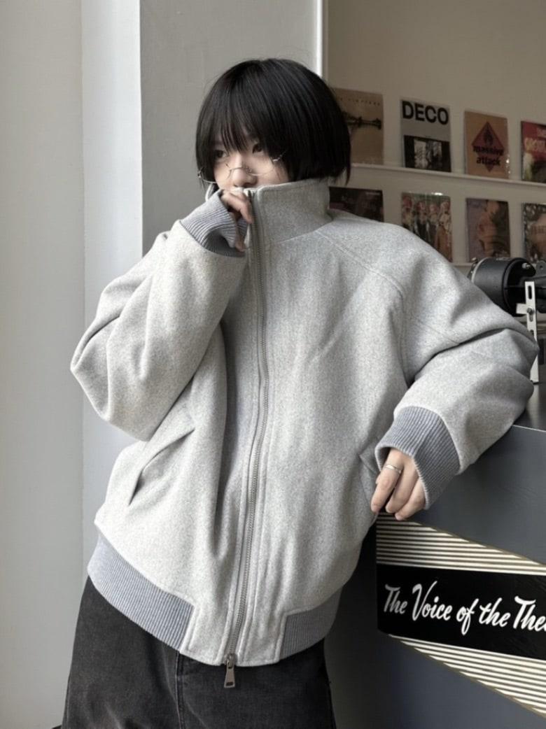 受注制【LUV CODE】high neck zip up sweat jacket (2color)