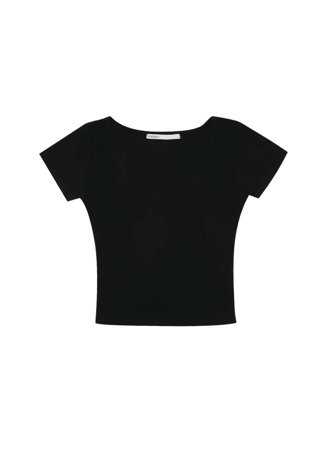 HALF RIBBED T, BLACK