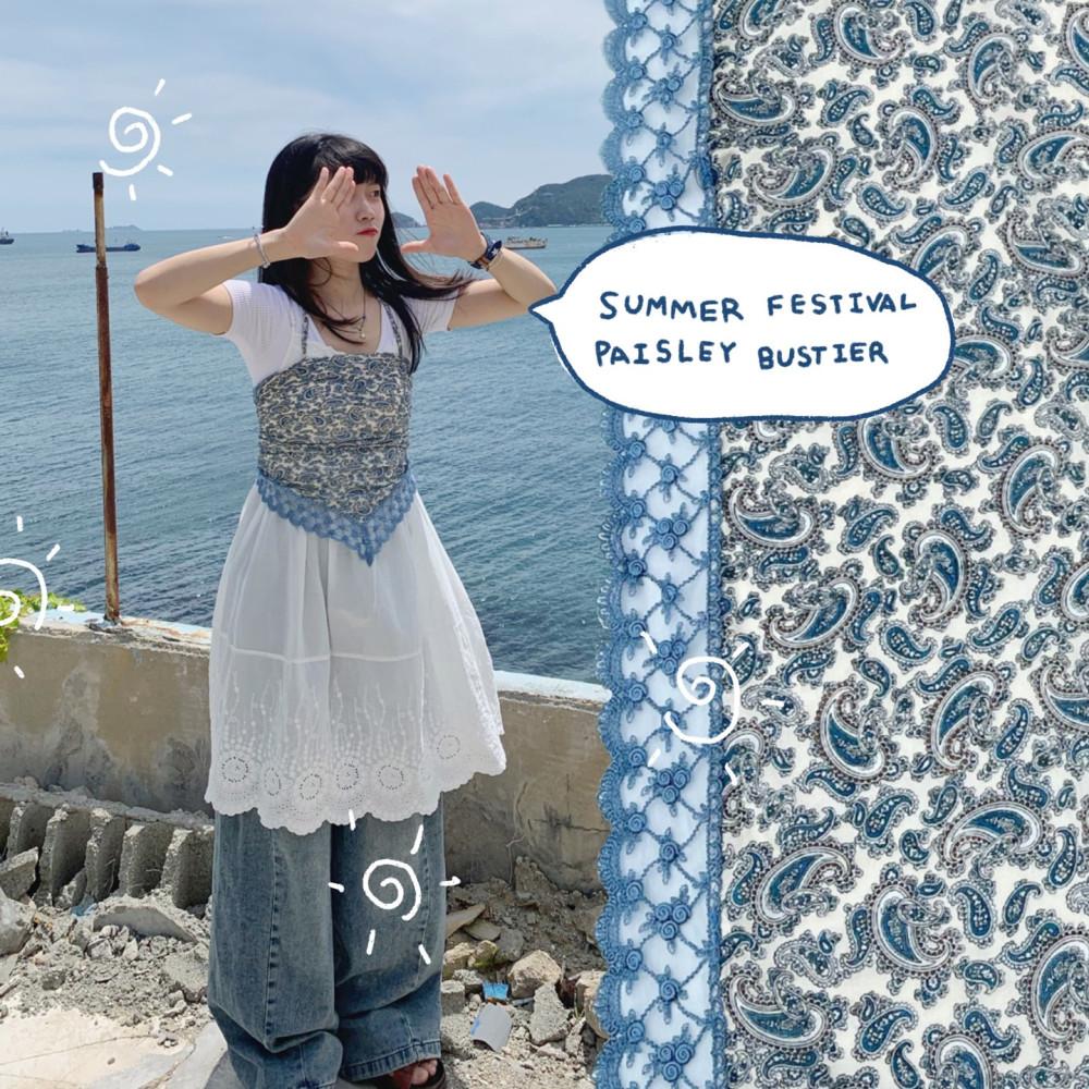 Summer Festival Paisley Bustier 여름 축제 페이즐리 레이어드 레이스 뷔스티에