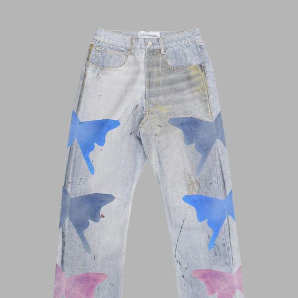 BUTTERFLY PRINTED DENIM PANTS (LIGHT BLUE)
