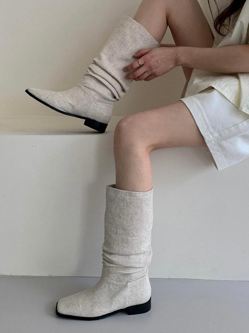 린넨 셔링 부츠