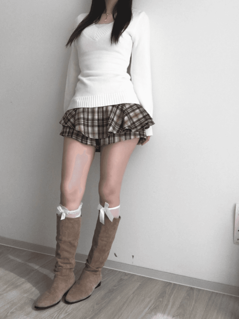 suede long boots  (black. dark beige)