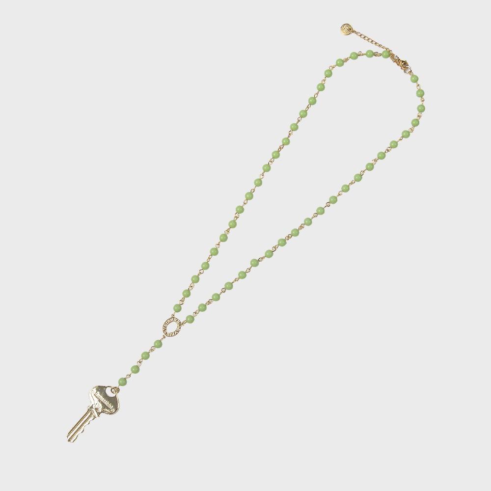 KEY & BEADS NECKLACE (LIME)