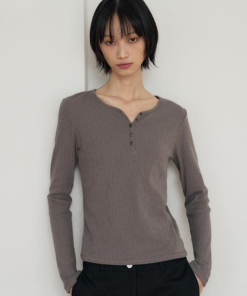 버튼 헨리넥 티셔츠 [ash gray]