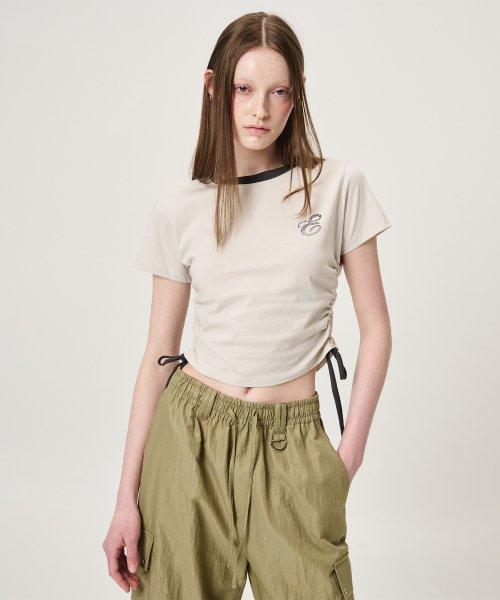 Side String Gradation Logo T-Shirt, Ash Grey