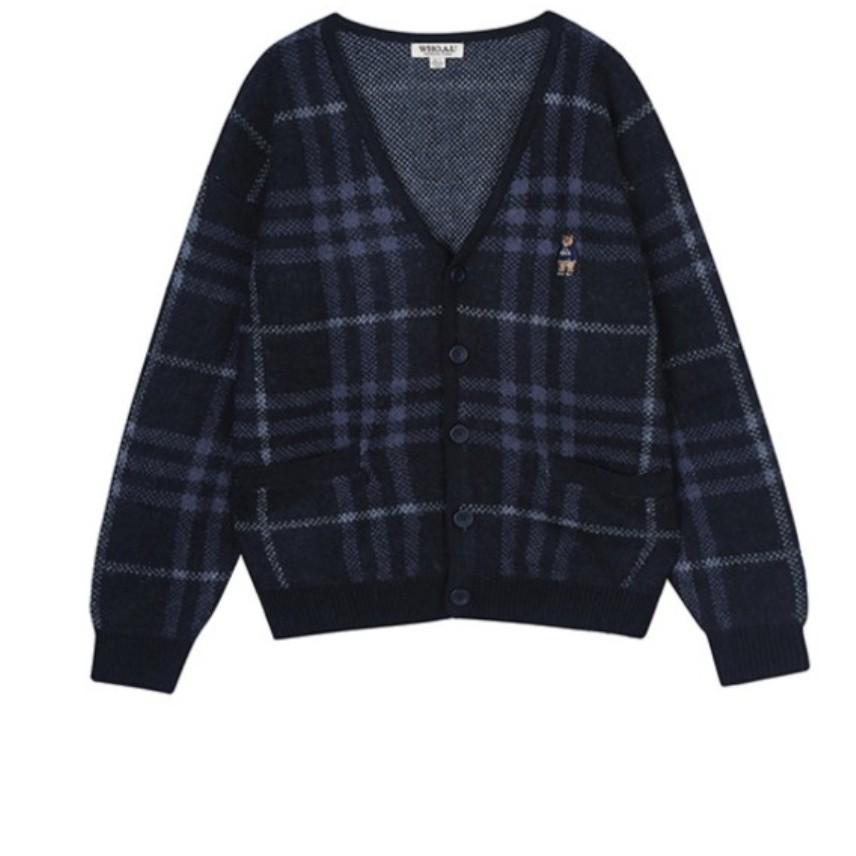 후아유 체크 가디건