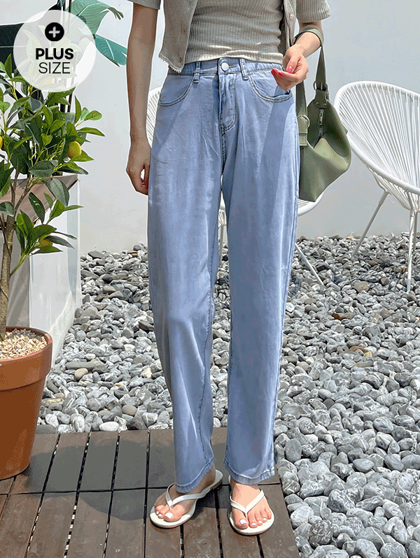 [기장선택/플러스사이즈~2XL]앗차거 속밴딩 일자핏 쿨데님 팬츠