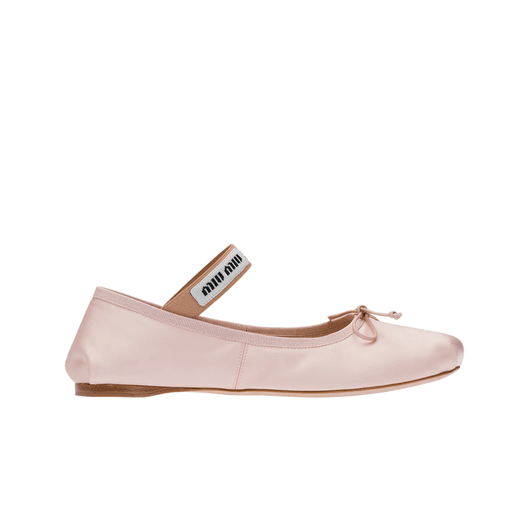 (W) Miu Miu Satin Ballerinas Orchid Pink