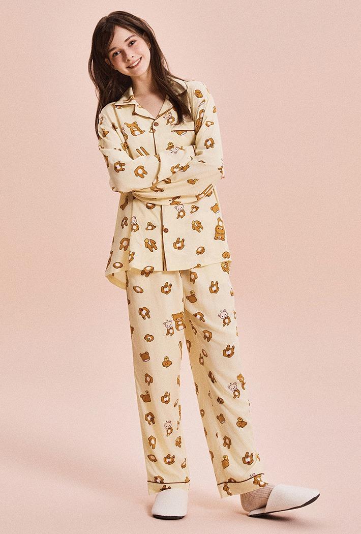 [리락쿠마] 쿠마들의 자유시간 긴팔 파자마(YELLOW)_SPPPG23U04