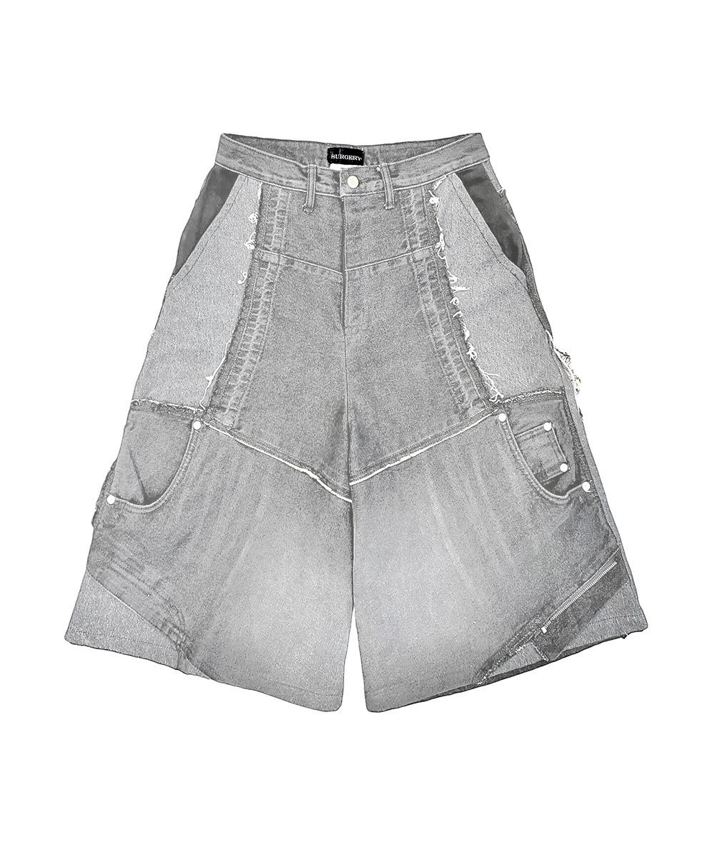 surgery remake denim bermuda pants 'grey denim\'