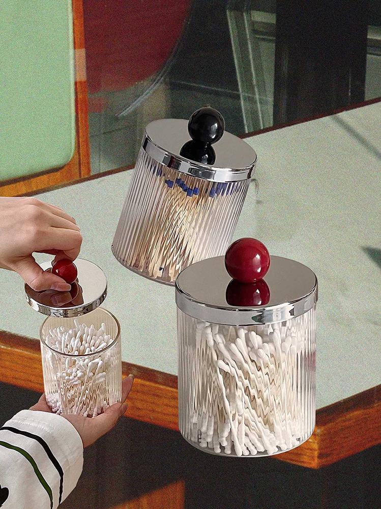 멤피스 실버 캡 레드볼 이쑤시개 보관함 면봉통 면봉 케이스 홀더