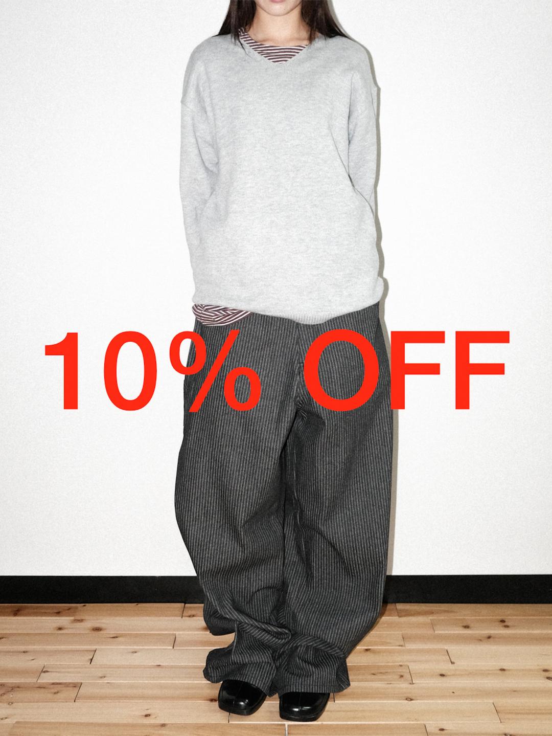 DIRECTOR'S PICK 72) G.F V-neck Knit + R.D Striped Long Sleeve + P.C Striped Denim Pants