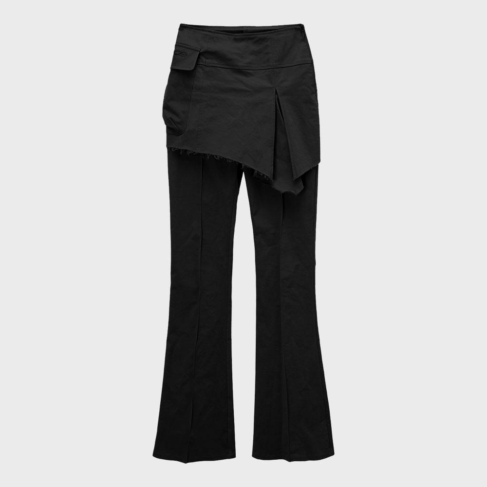 Layered skirt pants (Black)