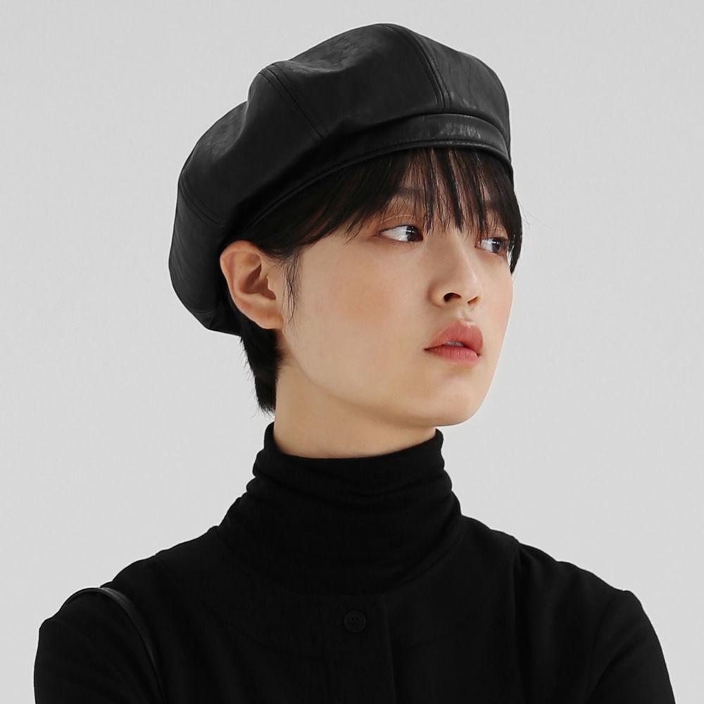 BREAD BERET / LEATHER / M BLACK