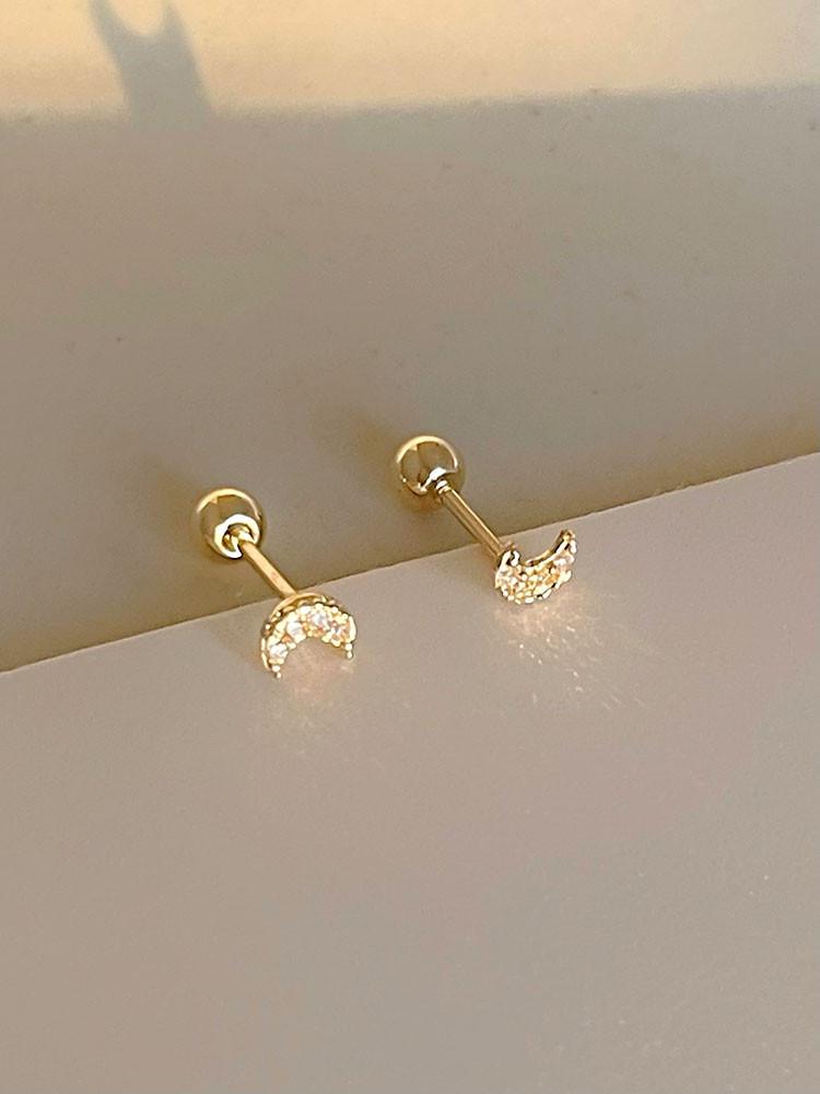 10k 큐빅 달 미니 데일리 피어싱 아웃컨츠 얇은 두께