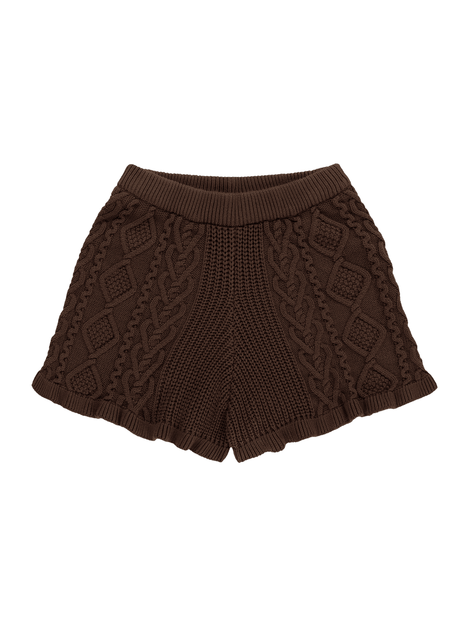 Frill Cable Shorts	(Brown)