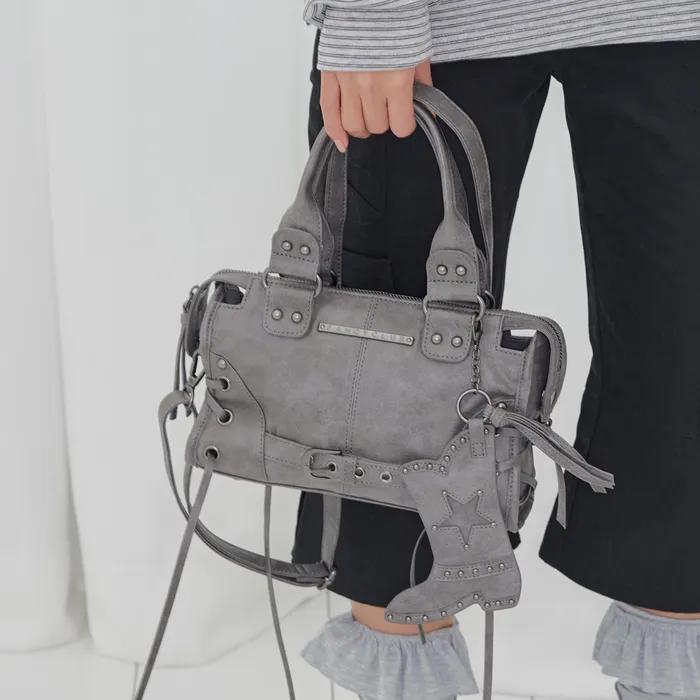 BELTED WASHING LEATHER MINI BAG (GRAY) F26QE991