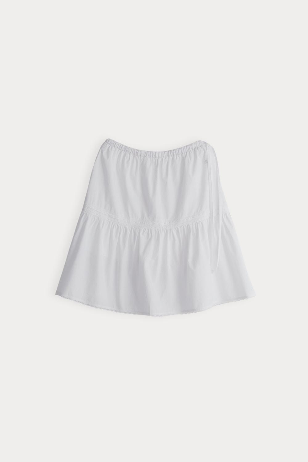 레이스 프릴 미디 스커트_Milk