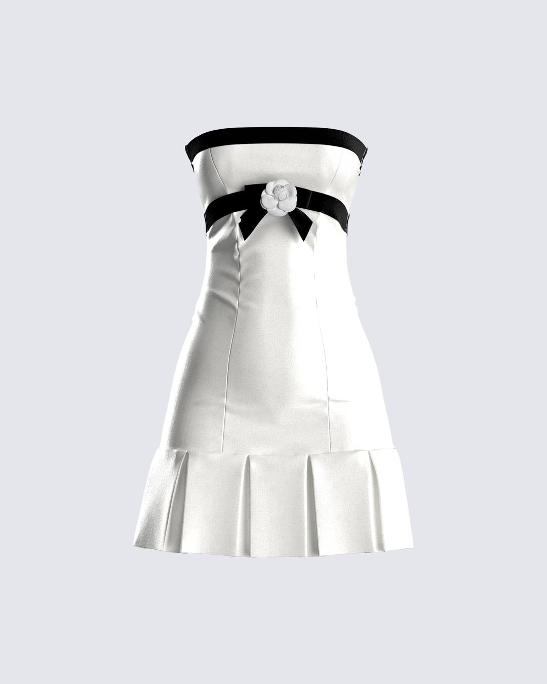 Roma White Strapless Mini Dress - XS