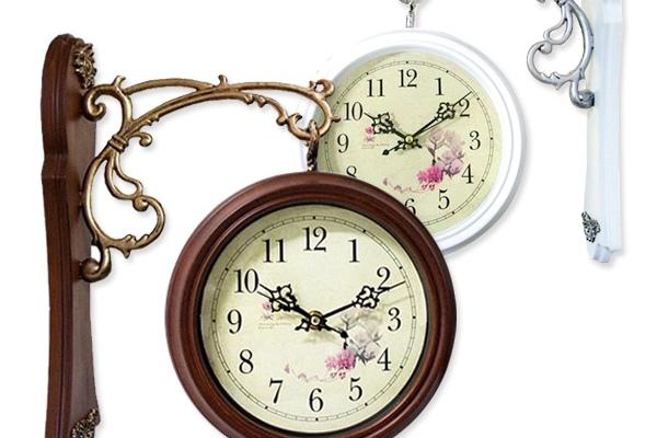 북유럽풍 엔틱 양면시계 무소음 인테리어 거실 벽걸이시계